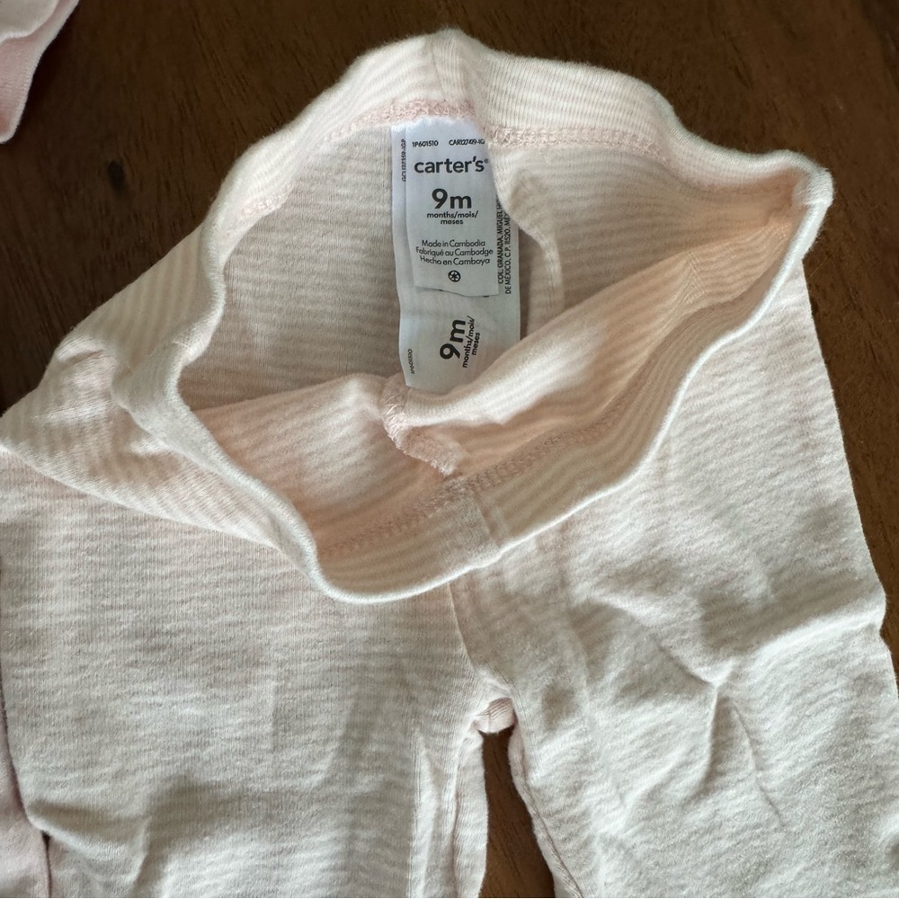 Carter’s Pink Baby Bodysuit  and Matching Pants Set Size 9M - Picture 3 of 4